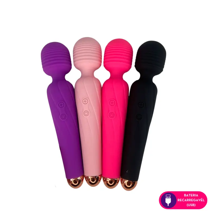 Massageador Varinha Mágica com 10 Modos de Vibração | 19,0 x 4,5 Cm | Cores Variadas