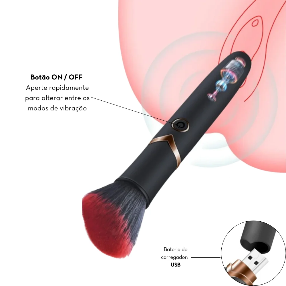 Vibrador em Formato de Pincel de Maquiagem | Intimo Makeup | Rosa | USB - Imagem 4