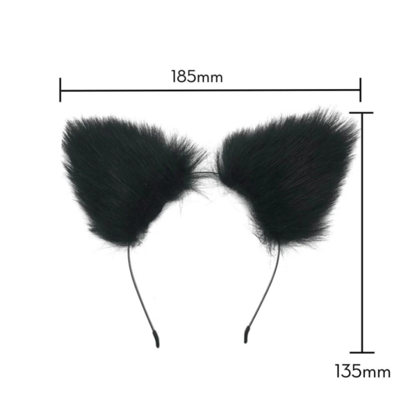 Tiara com orelhas de pelúcia | Preta - Imagem 3