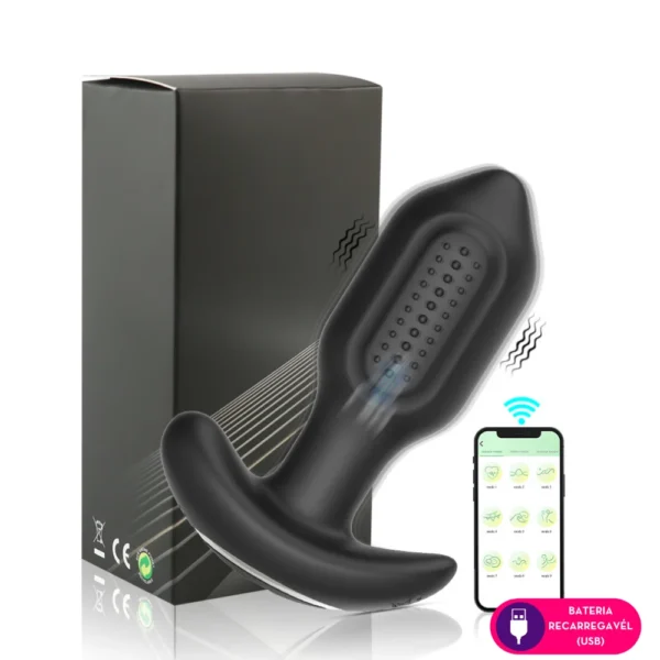 Plug Anal com Vibração por Aplicativo em Silicone com Rotação 360° | 9 Velocidades