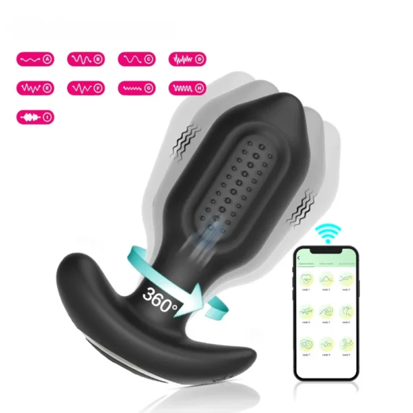 Plug Anal com Vibração por Aplicativo em Silicone com Rotação 360° | 9 Velocidades - Imagem 7