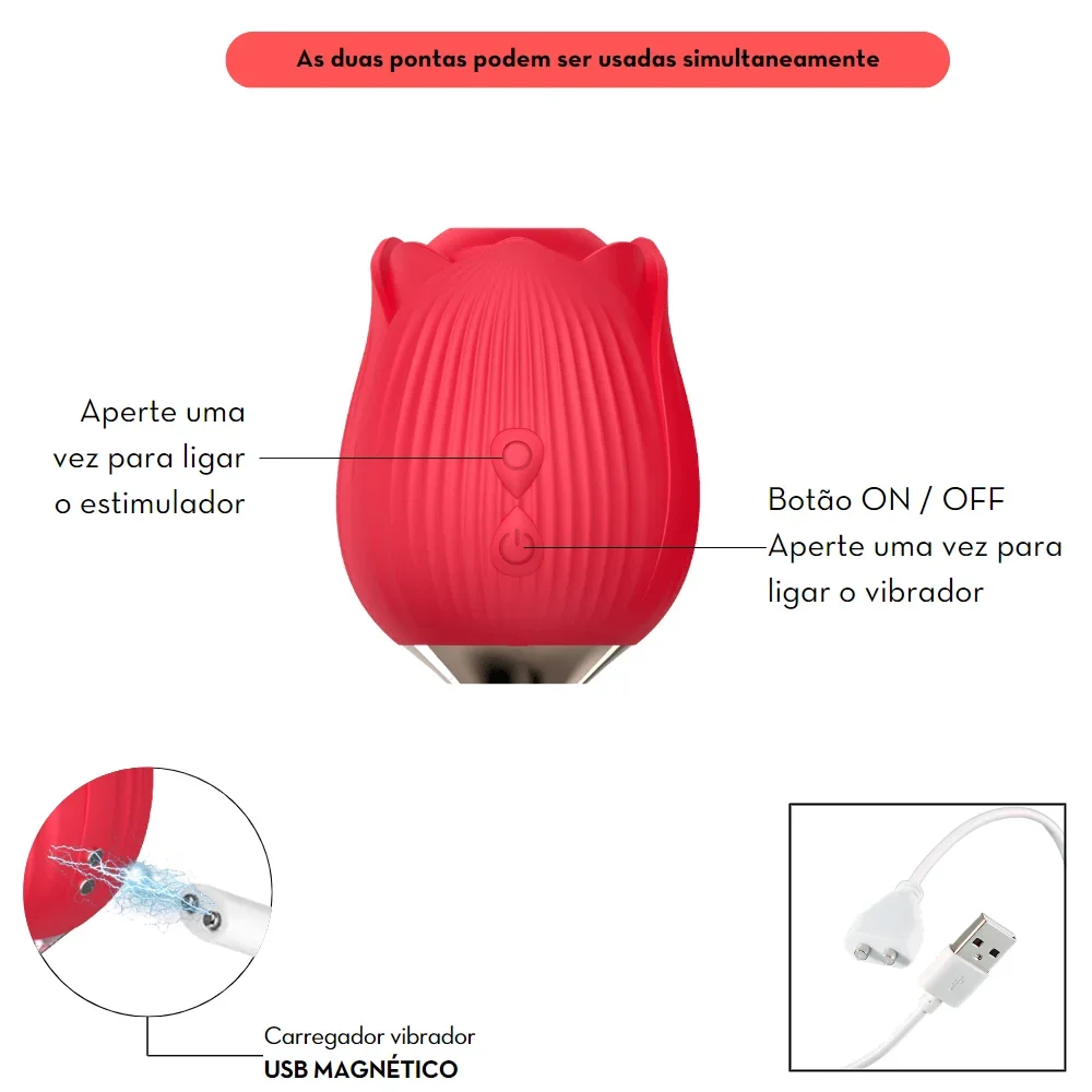 Estimulador Clitoriano em Formato de Rosa e Ponto G Vai e Vem - Imagem 5