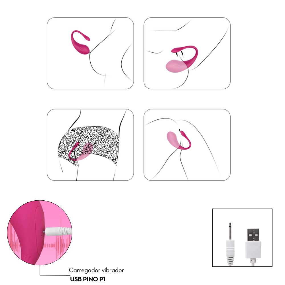 Vibrador de Casal 9 Modos de Vibração por Aplicativo | 9,5 x 4,0 | Roxo | USB - Imagem 3